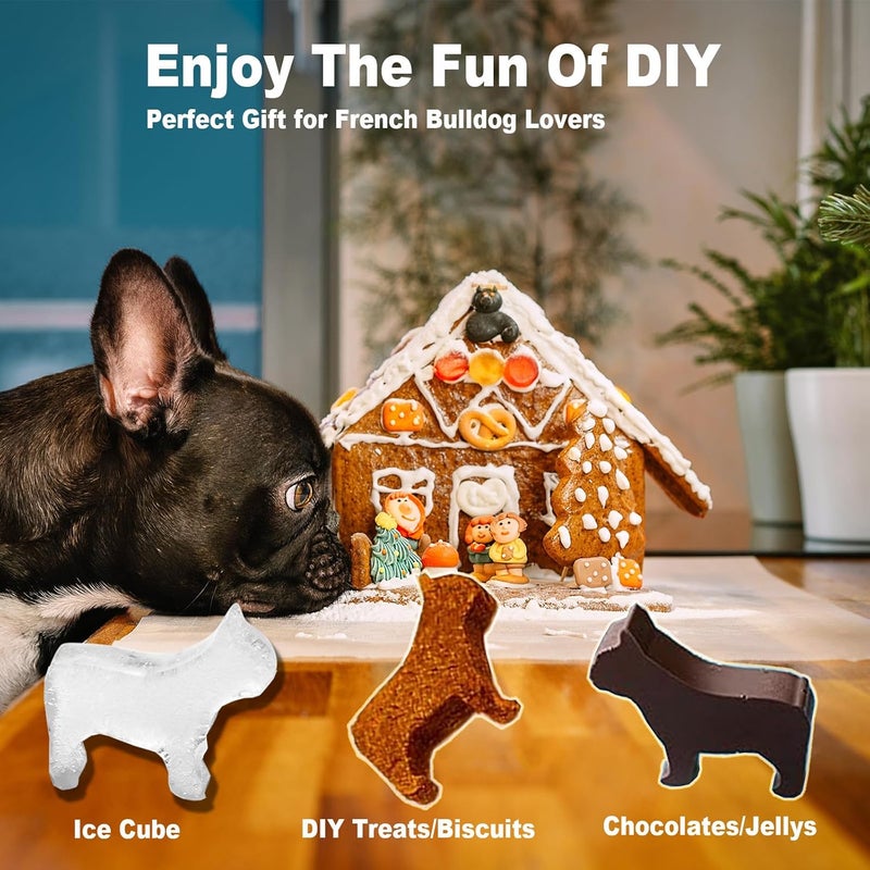 ACOOKEE French Bulldog Ice Cube Mold, Fun Shapes Frenchie Bull Dog Ice Cube Tray, Silicone Dog Treat Mold, Cute Novelty French Bulldog Gifts for Baking & Freezing Decor, BPA Free & Heat Resistant - Image 2